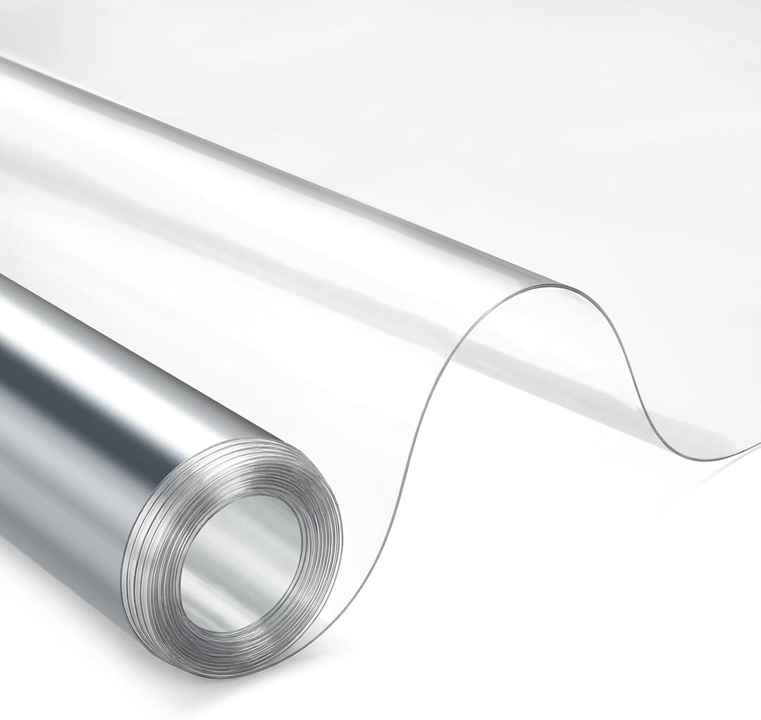 54 Inch x 15 ft Clear Vinyl Roll Sheet 10 Gauge Clear Plastic Roll Marine Vinyls Crystal Transparent Vinyl Sheeting for Window Boats Table Covering Greenhouse DIY Crafts Making Protective Film