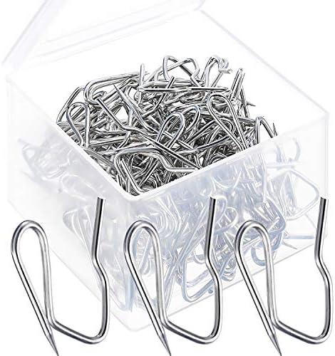 Shappy 120 Pack Drapery Hooks Pins for Curtains, Metal Pinch Pleat Hooks with Clear Box 1.2 Inch for Window Door and Shower Curtain(Silver)