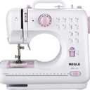Sewing Machine for Beginners with Foot Pedal, Multifunctional Household Sewing Machine, Automatic Thread Rewind, Double Thread and Double Speed, 12 Build-in Stitches, MEGLE FHSM-505