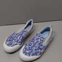 Disney Lilo and Stitch Lowtop Sneakers - Women Stitch Low Top Shoes Slipon Closure Cushioned Lightweight - Blue (Size 5 Adults)