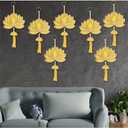 Smizzy Floral Wall Lotus Hangings Temple Pooja Room Decoration Items | Haldi Marriage |Flower Wedding Housewarming Party Indian Diwali Decor Gift Item(Pack of 7, 10 INCH, Mustard Yellow)