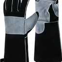 4 x 16 Welding Gloves for Welder, Heat Resistant Premium Leather with Kevlar Stitching, Comfortable and Durable,for MIG/Fireplace/BBQ/Animal Handling