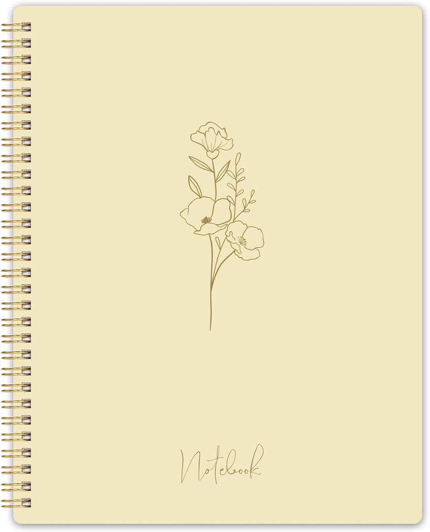 Spiral Notebook - College Ruled Notebook, Notebook Journal, 8.5'' x 10.5'', 55 Sheets/110 Pages, Journal for Women, Journal with Spiral Bound, Inner Pocket, Notebook for Office/School/Home - Beige