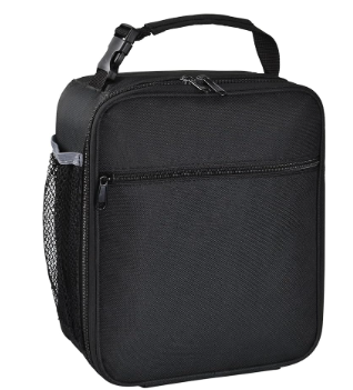 Insulated Lunch Bag, Leakproof Portable Lunch Box for Women Men Boys Girls, Large Capacity Cooler Bag with Handle and Bottle Pocket for Office School Camping Hiking Outdoor Beach Picnic (Black)