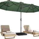 15 Foot Large Patio Umbrella with Base Included,Double-Sided Umbrella,Green, Extra Large