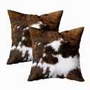 TOMWISH Pack of 2 Throw Pillow Covers Christmas Cowhide Printing Western 18x18 Pillow Cover,Decorative Throw Pillows Cushion Covers for Home Living Room Sofa Bedroom