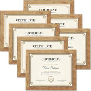 PETAFLOP Picture Frame 8.5x11 Rustic Certificate Frames Wall Tabletop Display Horizontally or Vertically, 7 Pack (Yellow)