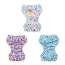 Babygoal Baby Girl and Boy Swim Diapers, Reusable Adjustable Washable One Size Fits 0-8M Baby Gifts and Swimming Lessons 3 Pack 3SD25, S