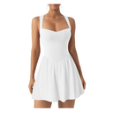 Women's Sexy Sleeveless V Neck Ruffle Hem Tank Dress A Line Ruched Party Mini Dresses Size S