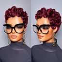 Pixie Cut Wig Human Hair for Black Women Short Pixie Cut Wigs Natural Looking 100% Real Human Hair Wigs Glueless Full Machine Made Wigs for Black Women (C-025 99J)