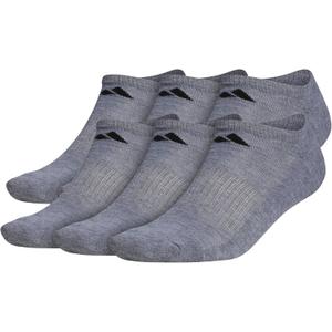 Adidas Men's Athletic Cushioned No Show Socks (6 Pairs) Durable & Comfortable, Size 12-15 (Gray)