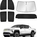 Sunshades for Chevrolet/Chevy Silverado EV 2024 2025 2026 Accessories Windshield Sun Shade Side Rear Window Shade Cover Sun Visor Shield Privacy Protection Keep Vehicle Cool Black 6PCS