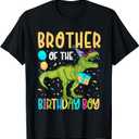 Brother of The Birthday Boy Family Matching Dinosaur Squad T-Shirt (Black, M)