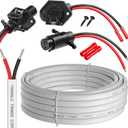 BBTO 2 Pack 10 Gauge Marine Wire 30Ft Duplex Tinned Copper Marine Wire and 12v-24v 8 Gauge Waterproof Trolling Motor Plug for Sailboat Yacht Fishing Boat RV Trailer Camper