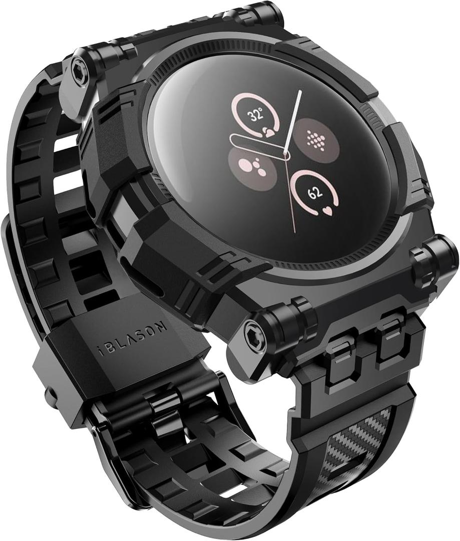 i-Blason Armorbox for Google Pixel Watch 2 Case With Band - Anti-Scratch, Adjustable, Shockproof Protective Sport Band for Pixel Watch (2023/2022), Black
