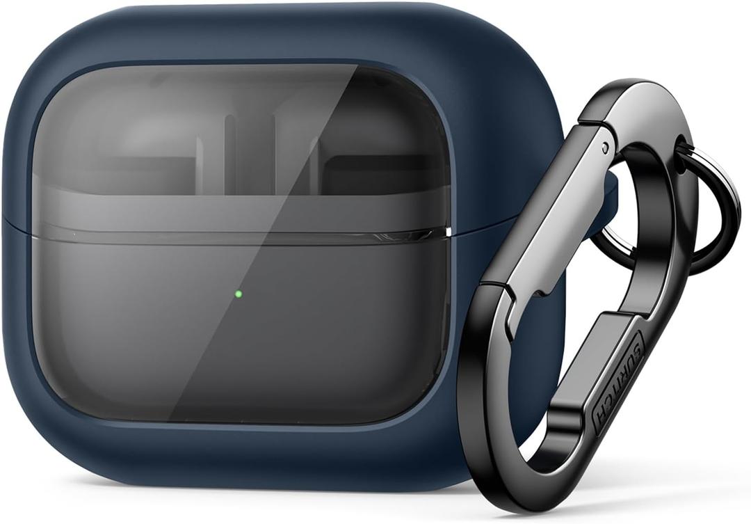 SURITCH for Samsung Galaxy Buds 3 Pro (2024) / Buds 3 (2024) / Buds3 FE (2025) Case, Magnetic Bumper Cases, Rugged Shockproof Protective Covers with Carabiner & Cleaning Kit & Removal Tool, Navy