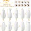 Small White Ceramic Vase Set of 10 - Mini Bud Vases for Flowers and Pampas Grass, Boho Centerpieces for Home and Party Decor, White Vases Home Decor, Ceramic Vase Set for Weddings