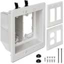 TVBU505-1 Recessed Outlet Box, Recessed Electrical Box for Wall Mount TV, Outlet Mounting Box for New Construction&Retrofit Projects, Wall Outlet Box with Duplex & Decorator Style Covers,2-Gang