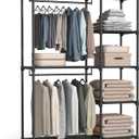 SONGMICS Portable Closet, Freestanding Closet Organizer, Clothes Rack with Shelves, Hanging Rods, Storage Organizer, for Cloakroom, Bedroom, 48.8 x 16.9 x 71.7 Inches, Black URYG026B02