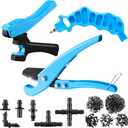 Feekoon Drip Irrigation Punch Hole Tubing Cutter Tools with Barbed Connectors, 2-in-One Drip Tubing Hole Punch for 1/4 Inch Fitting 16 20 25 mm PE Pipe and Emitter(345 Irrigation Plugs)