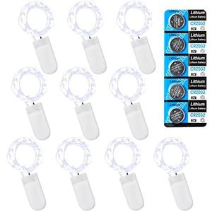 Etinga 10 Pack Fairy Lights Battery Operated String Lights, 10 LED on 3.3ft Silvery Copper Wire，for Flowers Gift Box Wedding Party Christmas Decoration (Cool White)