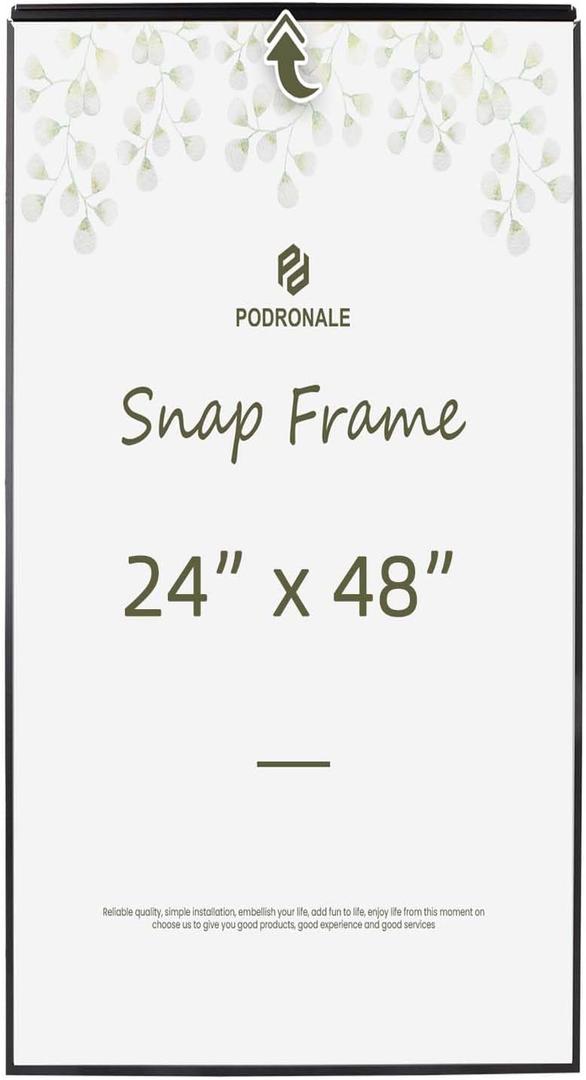 24x48 Poster frame, Plexiglass, Black Snap Frames, Coating Aluminum Profile, Display Horizontally & Vertically(1PCS)