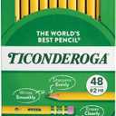 Ticonderoga Wood-Cased Pencils, Unsharpened, 2 HB Soft, Yellow, 48 Count