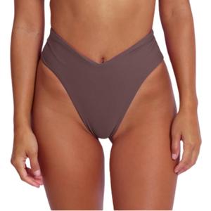 geluboao Women's Bikini Bottom Sexy V Cut High Cut Swimsuit High Waisted Bathing Suit Bottoms (Large, Coffee)