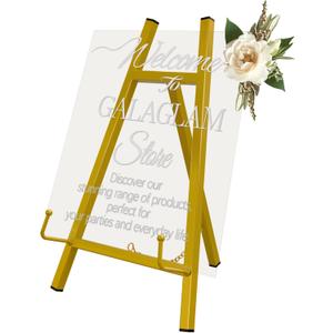 GALAGLAM Table Top Easels for Display, Metal Small Easel Stand for Display Tripod Art Picture Mirror Modern Plate Holder Floor Stands for Display Book Photo Wedding Sign(Gold)