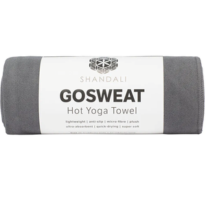 Shandali GoSweat Non-Slip Hot Yoga Towel with Super-Absorbent Soft Suede Microfiber in Many Colors, for Bikram Pilates and Yoga Mat, Color: Grey, Size: 72" x 26.5"