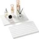 2PCS Water Absorbing Stone Drying Tray Mat for Bathroom Sink & Kitchen Counter Organizer, Quick Dry Dish Soap Dispenser Sponge Holder, Vanity Sink Caddy, Drink Bar Coaster, White - 10"*6"