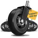 Lifelong Office Chair Wheels Replacement Rubber Chair Casters for Hardwood Floors and Carpet, Set of 5, Stem Casters, Heavy Duty Office Desk Casters for Chairs to Replace Office Chair Mats - (Black)