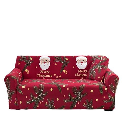 Keepatin Sofa Cover Elastic Seat Cover L-Shaped Couch Cover Recliner Chaise Chair Cover 1/2/3/4 Seat (Santa Claus, 3 Seat（Size 73-90inch）)