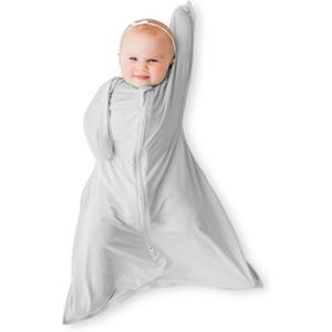 bebon Transition Swaddle - Baby Wearable Blanket - Cozy Sleep Sack, Wrap with 2-Way Zipper - 95% Bamboo Viscose, 5% Spandex (CozyGrey, Medium 6-12 Month)