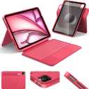 HOU Rotatable Keyboard Case for iPad Air 11 (M3/M2 2025), Magnetic Detachable Case with Keyboard for iPad Pro 11 (4th/3rd/2nd/1st Gen) and iPad Air (6th/5th/4th Gen) with Touchpad, Backlight - Magenta
