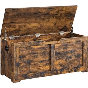 VASAGLE Storage Chest, Storage Bench with 2 Safety Hinges, Farmhouse Style, 15.7 x 39.4 x 18.1 Inches, for Entryway, Bedroom, Living Room, Rustic Brown ULSB061T01 VASAGLE Storage Chest, Storage Bench with 2 Safety Hinges, Farmhouse Style, 15.7 x 39.4 x 18.1 Inches, for Entryway, Bedroom, Living Room, Rustic Brown ULSB061T01