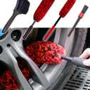 oesee Professional 4 Pack Long Handle Wheel Brush Kit for Cleaning Wheel and Tire- 2X Soft Wheel Cleaning Brush, Detailing Brush and Stiff Tire Brush, Bendable& Durable Wheel Rim Cleaner Brush Set