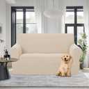 U-NICE HOME Loveseat Cover Stretch Couch Cover Sofa Cover Sofa Slipcover Furniture Protector for 2 Cushion Couch Sofa Pet Friendly(Loveseat, Beige)