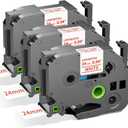 Label KINGDOM 24mm Red on White Label Tape Replacement for Brother P-Touch TZe-252 TZe252 1 Inch TZe Tape 24mm 0.94 Compatible with Brother P Touch Label Maker PTD600 PTD600VP PTP700 PT2730, 3-Pack