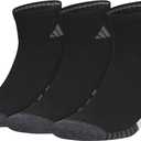 adidas mens Cushioned Quarter Ankle Socks (3-pair Pack) (Large, Black/Olive Strata Green/Wonder Alumina Grey)