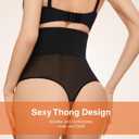 SIMIYA Thong Shapewear Tummy Control for Women High Waist Stay-Put Body Shaper Girdle Compression Stomach Shapewear Thong (Black, M)
