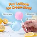 2 x Silicone Lollipop Ice Pop Mold, Colorful DIY Ice Cream Maker for Summer Parties, Creative Sphere Shape, Home Use
