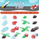 Popular Playthings Magnetic Vehicles for Toddlers 1-3, Mini Mix or Match Car Toys, Set of 9 Gift for Kids - Vehicles