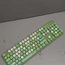 UBOTIE Colorful Computer Wireless Keyboards Mouse Combos, Typewriter Flexible Keys Office Full-Sized Keyboard, 2.4GHz Dropout-Free Connection and Optical Mouse (Green-Colorful)