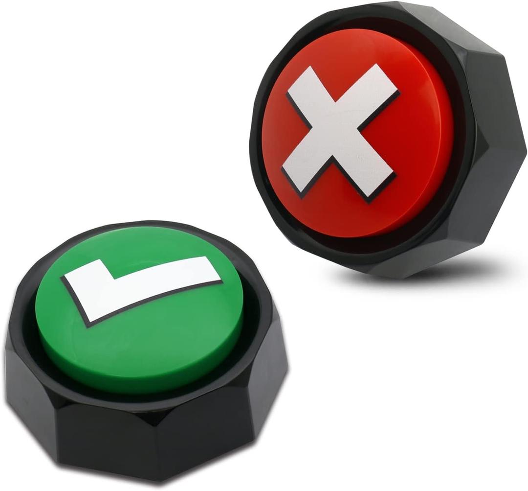 Right Wrong Button, Sound Buzzers Set of 2 Assorted Colored Buzzers, Easy to Use Judge Right or Wrong, Talking Buttons, Used for Game Interaction, Contains 2AAA Batteries
