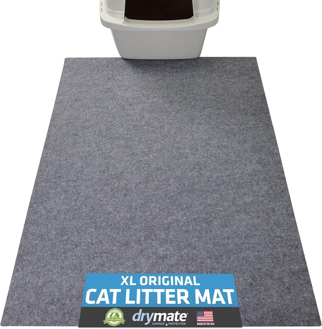 Drymate Cat Litter Box Mat, Litter Trapping Mat, Waterproof, Urine-Proof, Absorbent, Machine Washable, Soft on Paws, Contains Mess, Protects Floors, Kitten Supplies, Light Grey, 29x36 XL (29x36 Inch (Pack of 1))