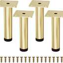 Gold Furniture Legs 7 Inch Legs for Furniture Set of 4, Adjustable Metal Legs for Dresser Cabinet Couch Ottoman Desk