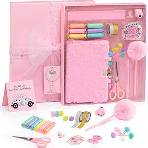 HAPPY LOLLI Pink LolliME DIY Journal Kit for Tween & Teen Girls Ages 814, Birthday Gift, 300+ Pieces Lockable Diary Set, Arts & Crafts, Scrapbook & Creative Journaling