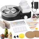 Pottery Wheel for Adults - Complete Pottery Tools Kit for Beginners, 6" Turntable Two-Way Rotation Adjustable Speed, 2.2 lbs. Air Dry Clay, Mini Clay Making Pottery Wheel with Storage Design (Black)