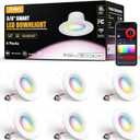 Amico 6 Pack 5/6 Inch WiFi LED Recessed Can Smart Matter Lights, RGBCW Color Changing Retrofit Recessed Lighting, Voice & APP Control, 12W=110W 1100LM, Alexa & Google Compatible, ACK, IC & ETL